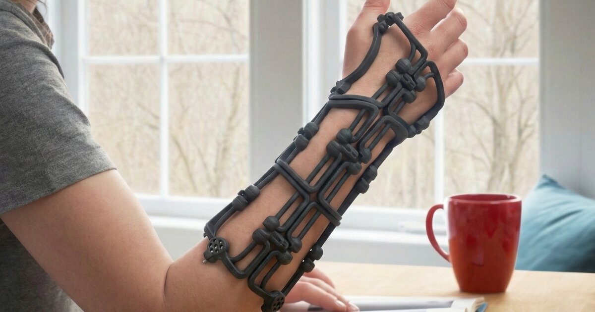 foldable medical brace adapts to user’s injured arm using adjustable cables