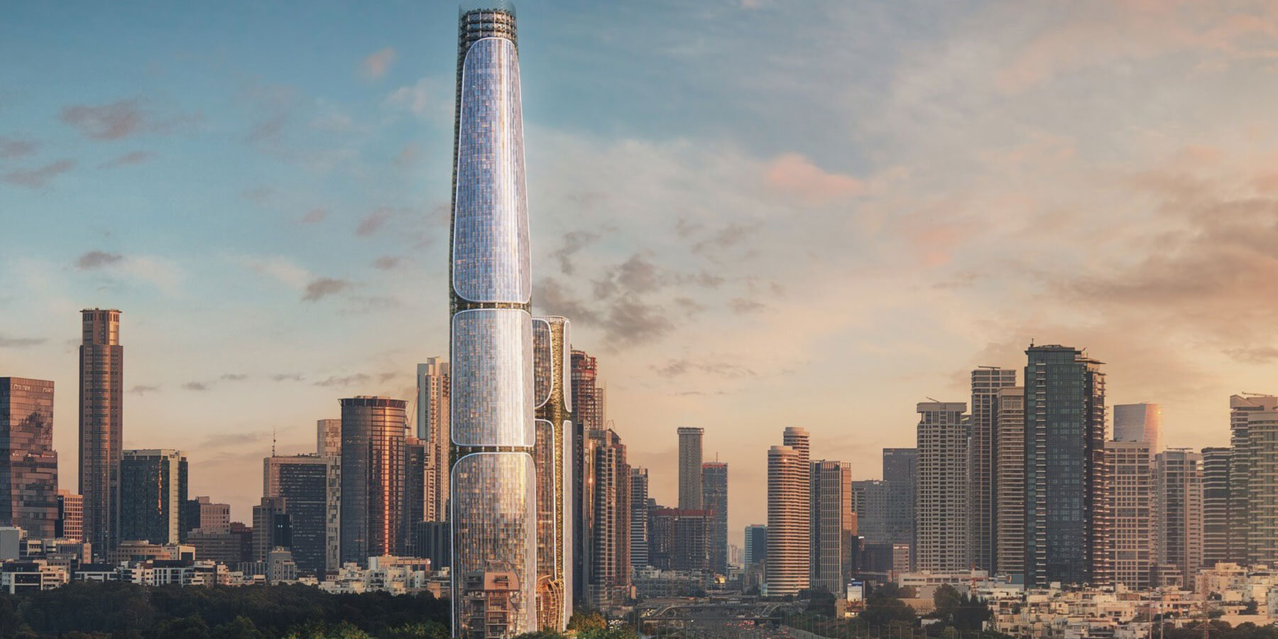 three interconnected towers compose DLF's vertical city transforming tel aviv skyline