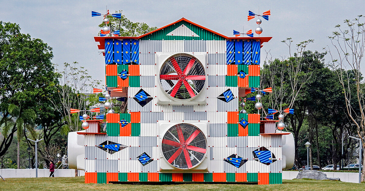 industrial components assemble glowing clock-house by drawing architecture studio in china