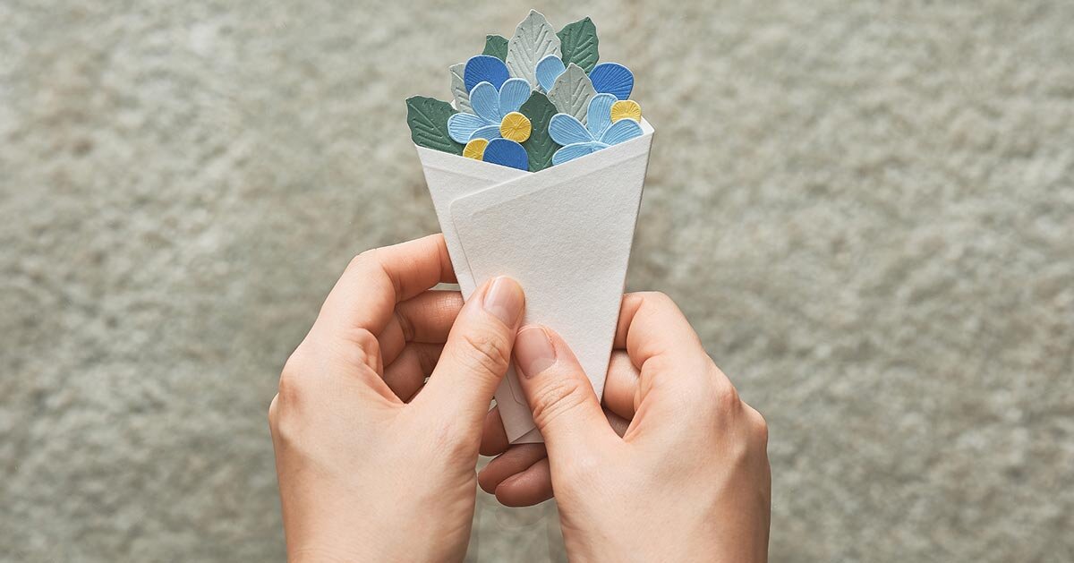 layered floral stickers transform paper into 3D modular bouquet letter set