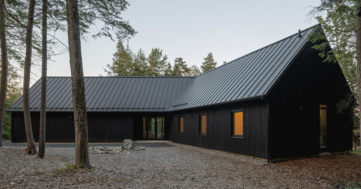 paul bernier architecte fragments residence on quebec’s lake brompton into three wings