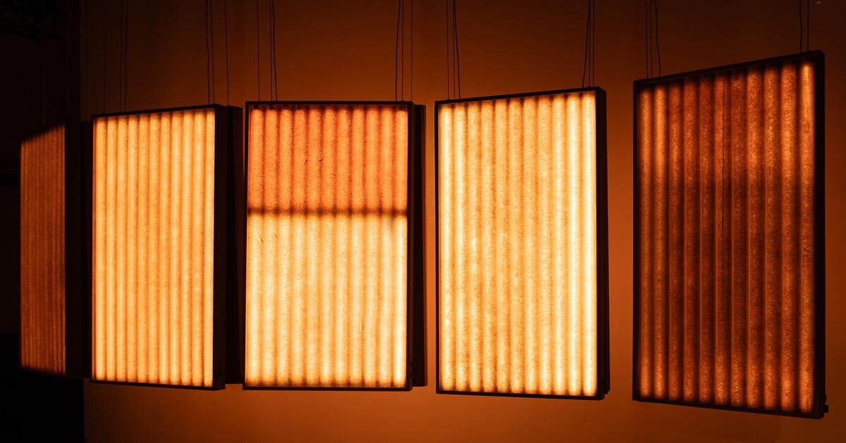 reclaimed corrugated fiberglass panels reform as luminous sculpture by heilig objects