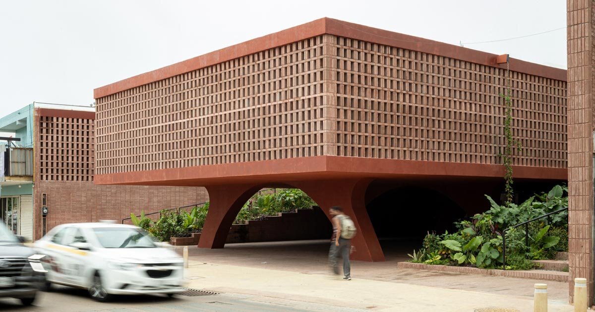 cast in red-pigmented concrete, la cacaotera museum celebrates cacao heritage in mexico