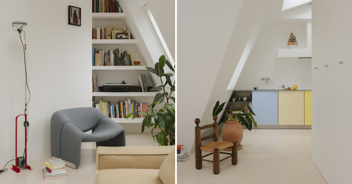 acte deux unifies parisian 'maids' rooms' into 55-square-meter attic apartment