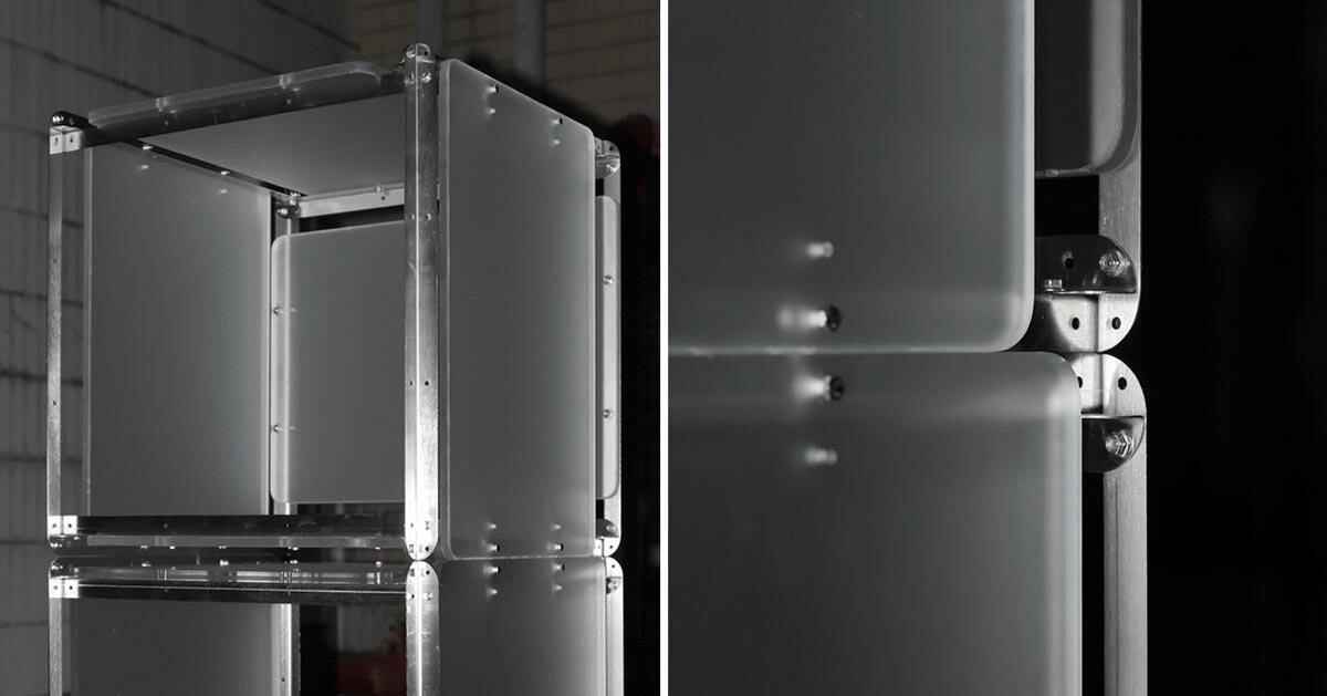 art-chitecture modular furniture system turns chairs and lamps into spatial sculptures