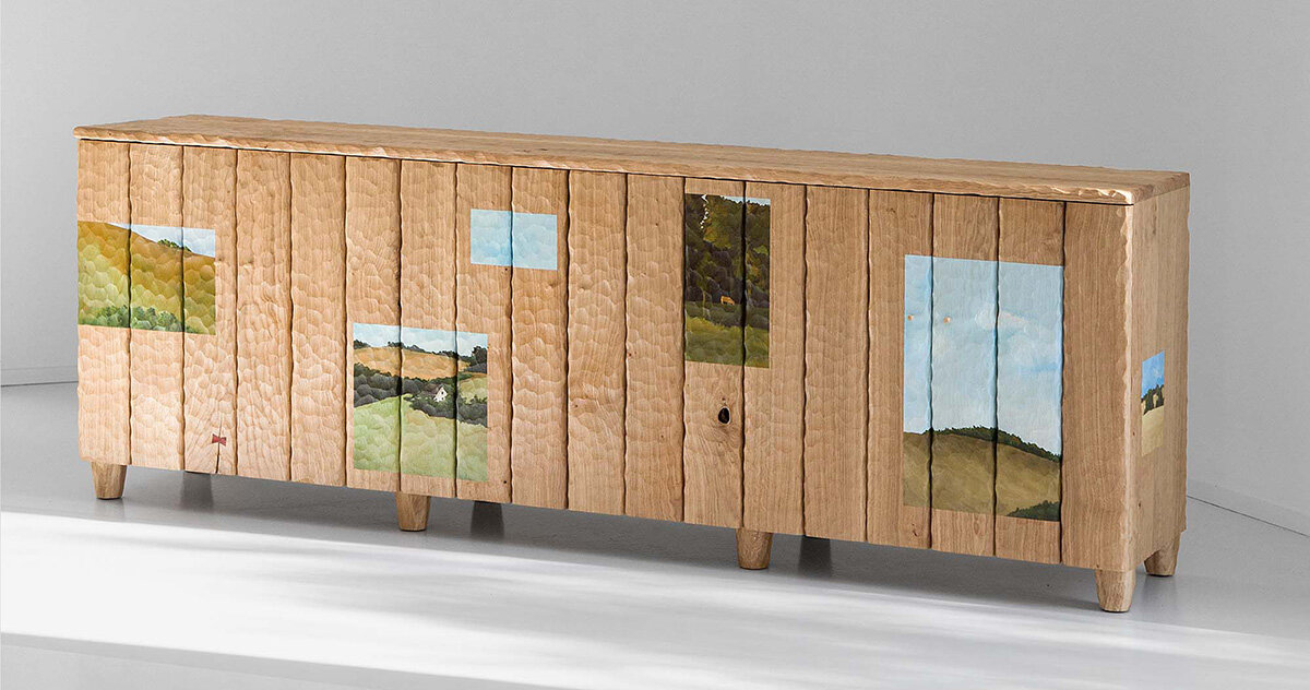 ferréol babin renders french countryside on hand-carved furniture for friedman benda show