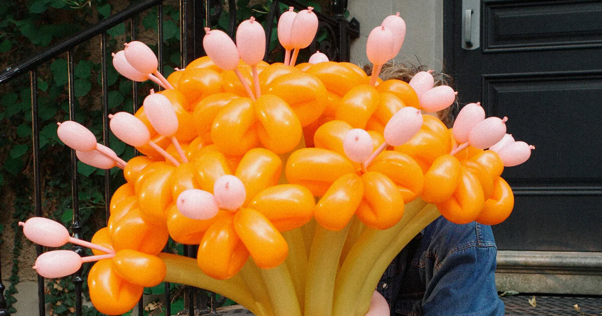 handcrafted latex balloons bloom into biodegradable bouquet of garden flowers