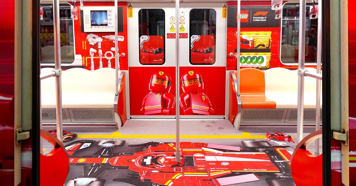 LEGO transforms metro line into F1 racing train speeding through shanghai