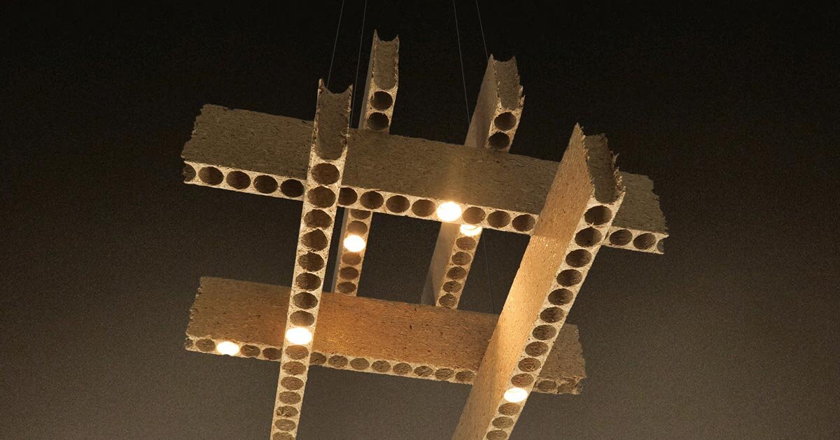 hollow-core door waste finds new life as luminous design object