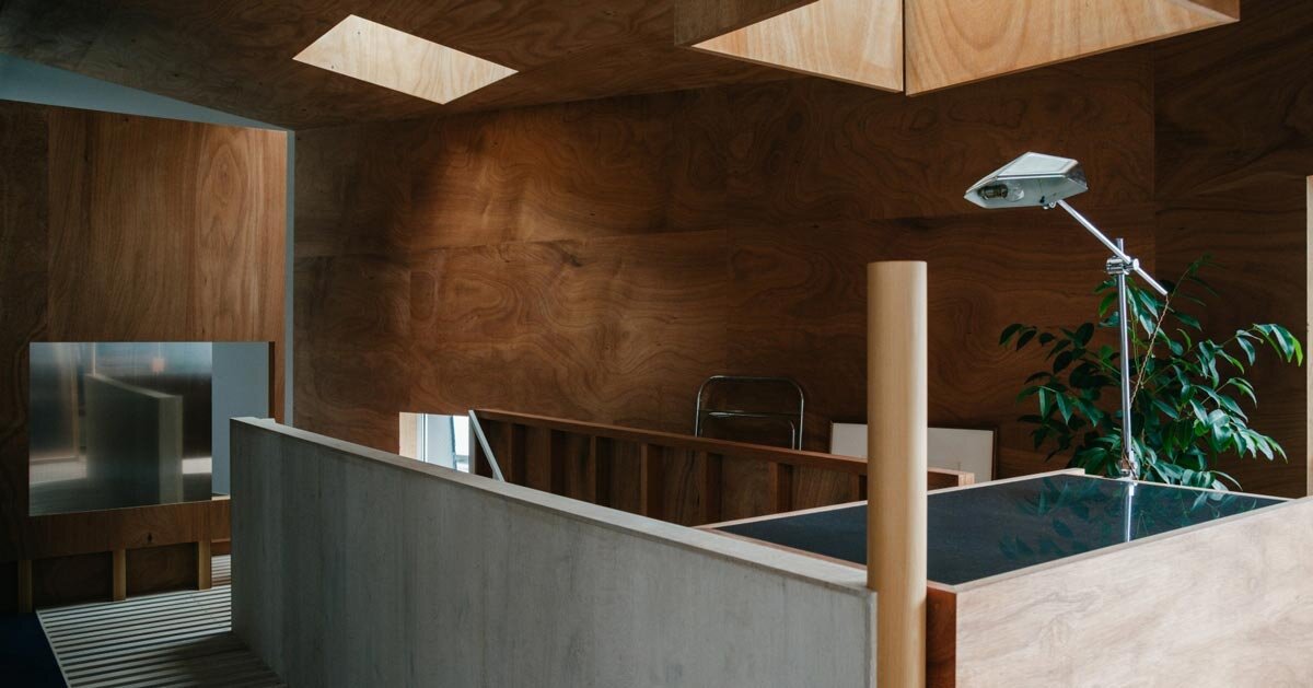 concrete and timber converse in osaka residence through an interplay of solid and void