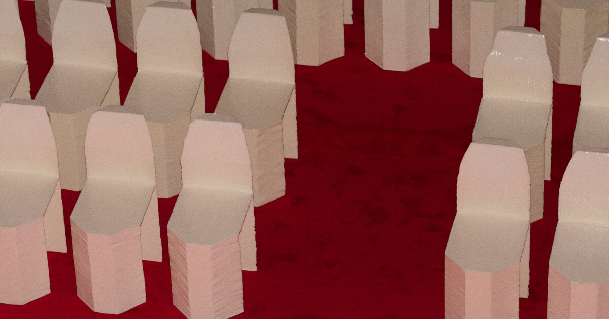 plastic used to make disposable containers turns into chairs at bottega veneta's winter show