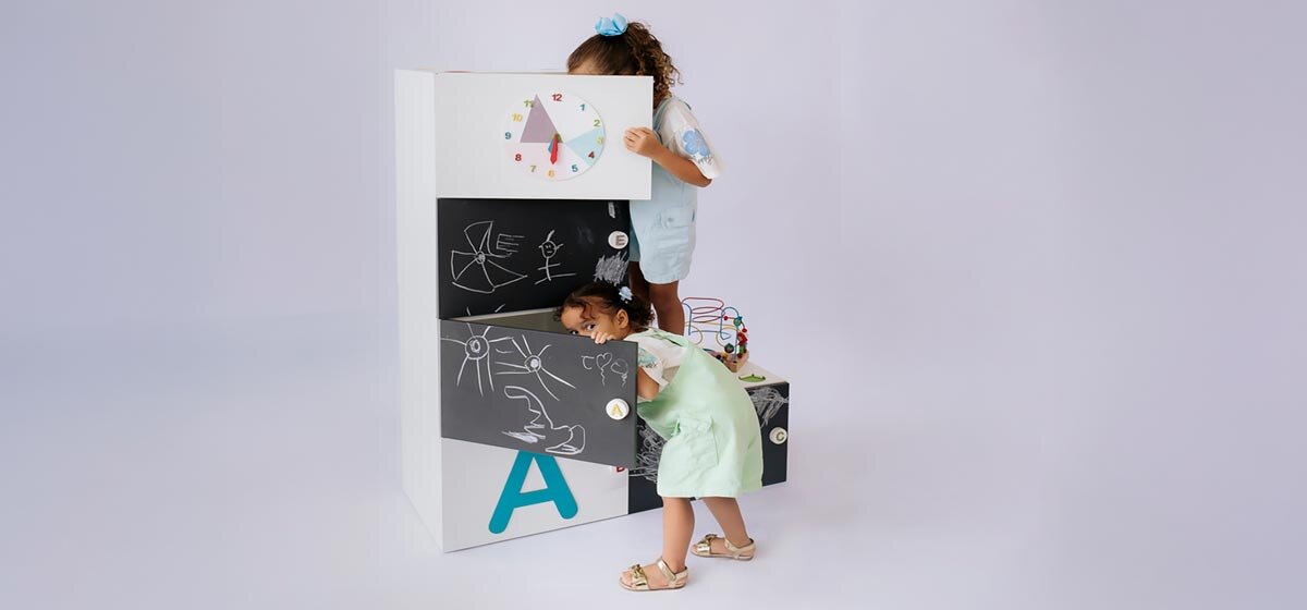 school storage units transform into modular sensory furniture for early childhood education