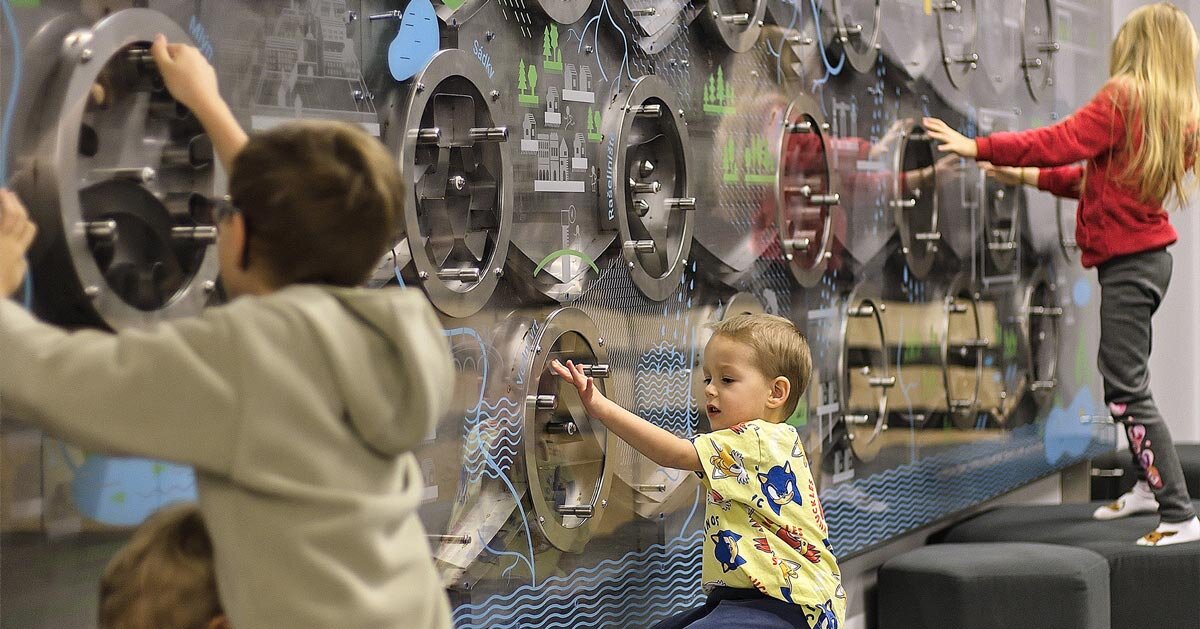 water run interactive installation maps water cycles through tactile play and movement