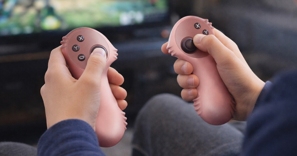 wireless gaming controllers for pre-teens grip around hands with sea horse-inspired ridges