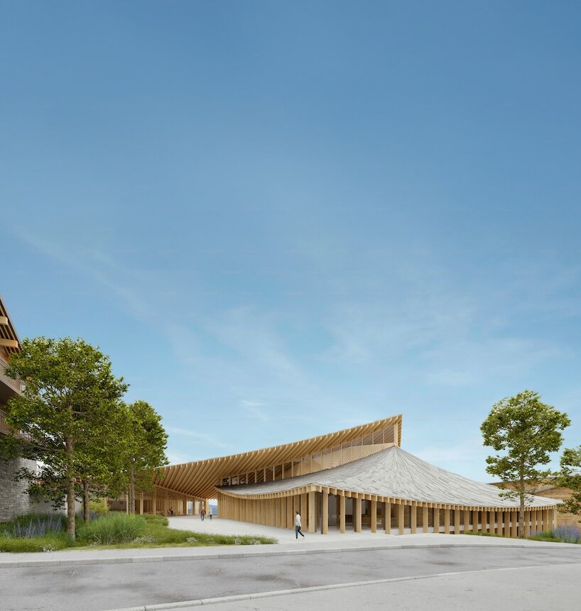 kengo kuma designs timber cultural center in switzerland kengo kuma designs timber cultural center in switzerland