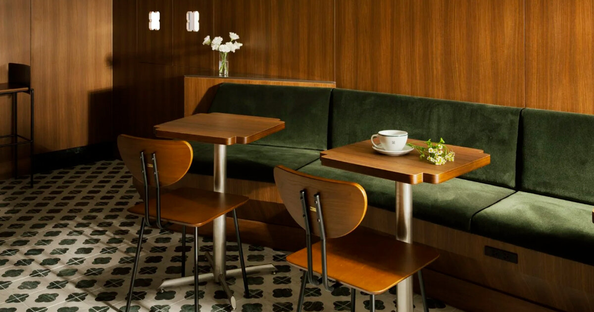 dark wood and deep green turn alfa romeo’s iconic design into caffè fortuna in taipei
