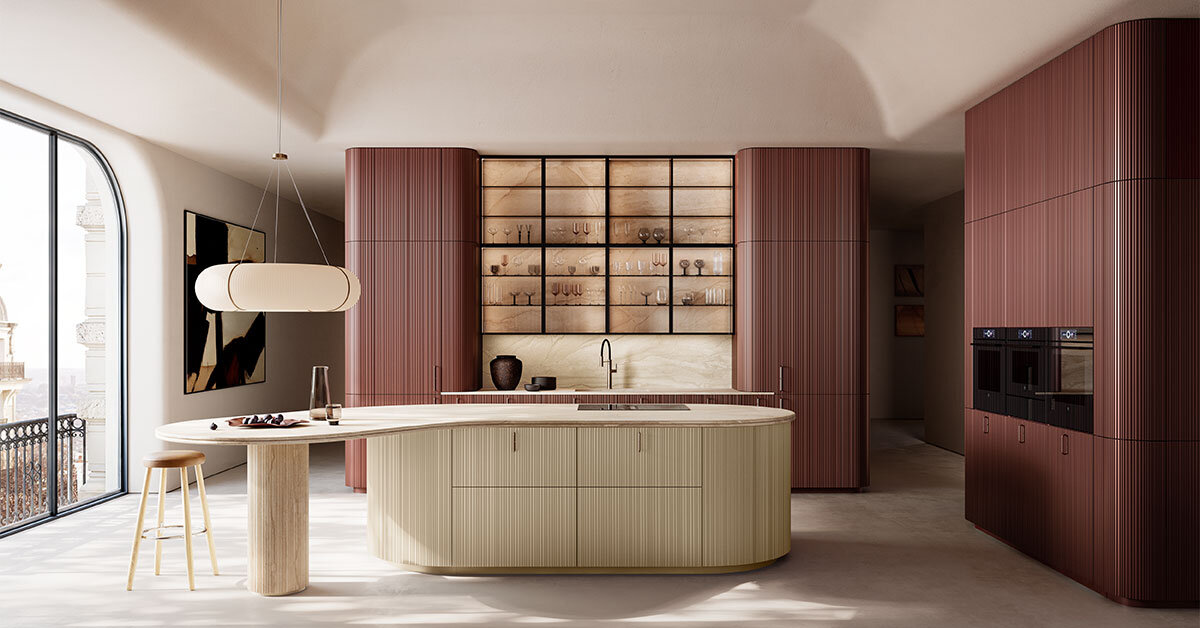 organic geometries and curved shapes enter the kitchen landscape