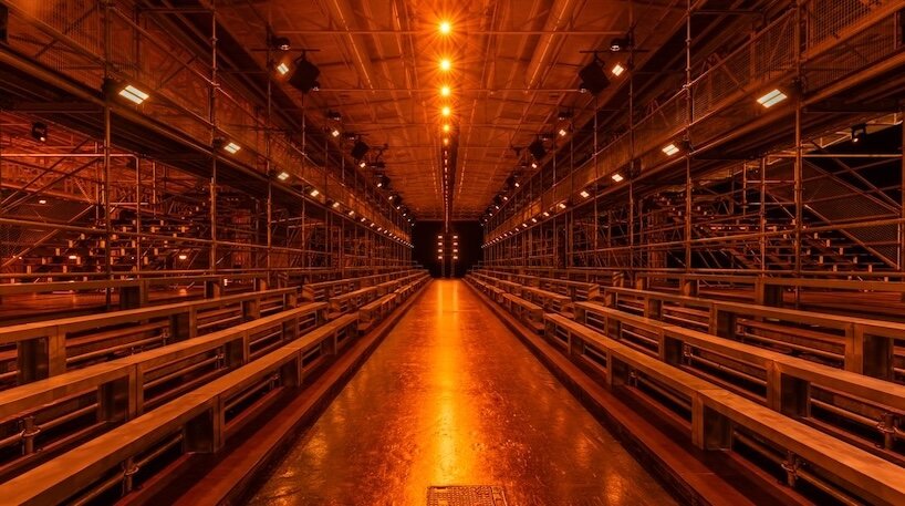 diesel uses scaffolding to build temporary club where the audience becomes part of the show