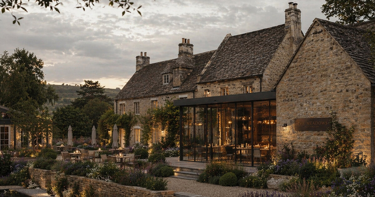 stone-built meadows boutique hotel takes shape around gardens in rural UK