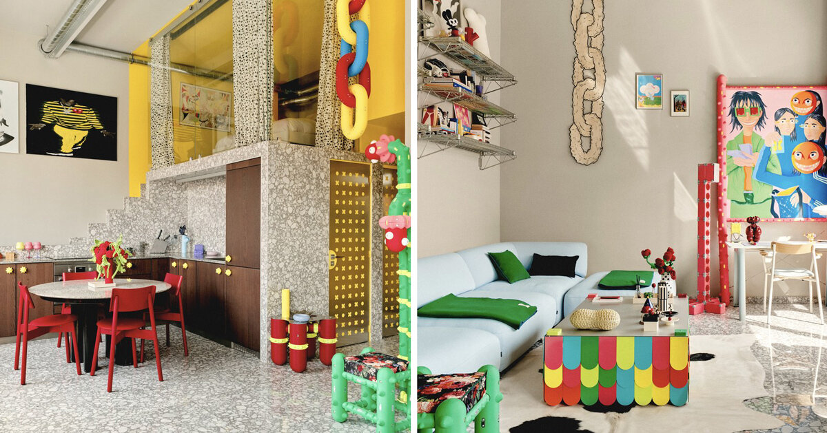 oversized flowers, terrazzo, and pop references ornament zyva studio’s paris showroom