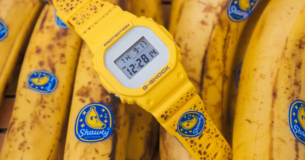 classic G-SHOCK transforms into perfectly ripe banana in BAIT and casio's collab watch