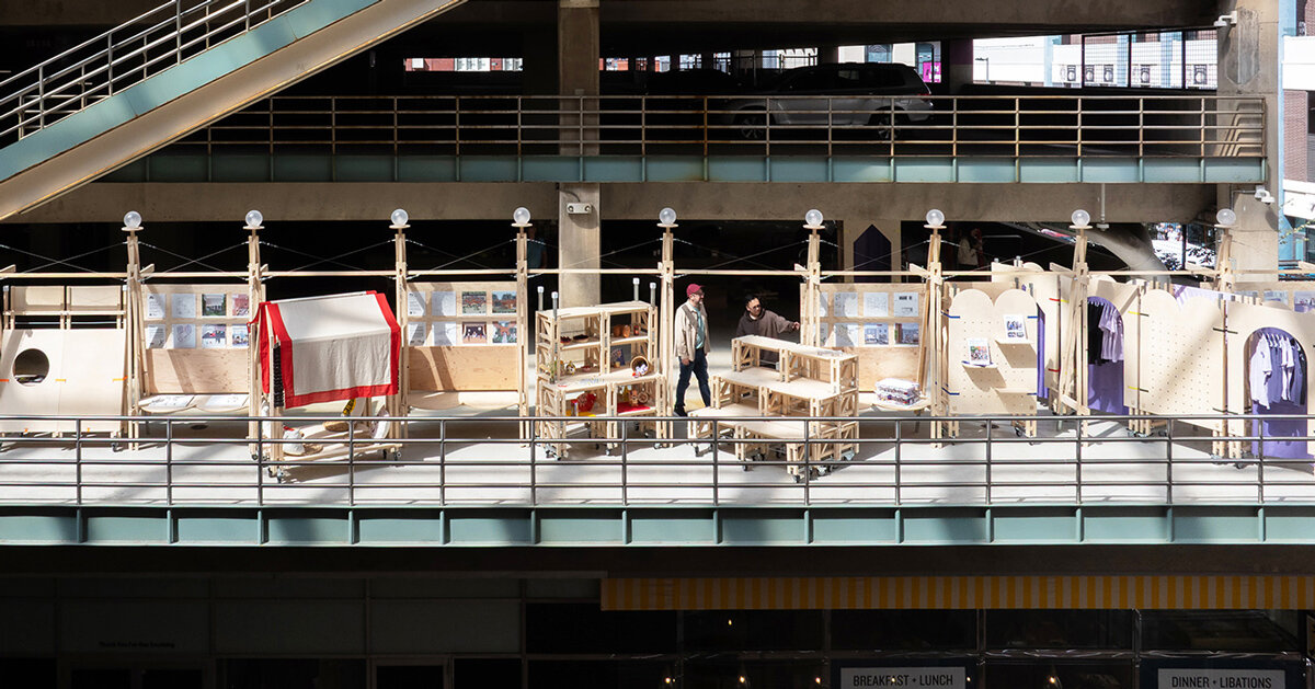wood, ratchet straps, and metal joints shape mobile design festival in denver