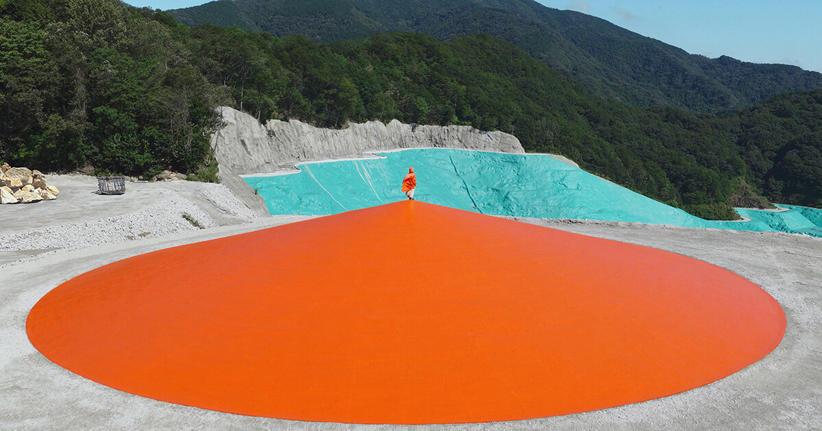 Ryue Nishizawa builds an orange viewing platform at a Japanese landfill