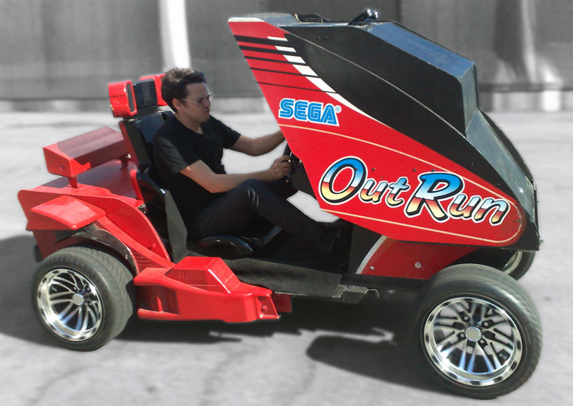 outrun video game car drives as you play