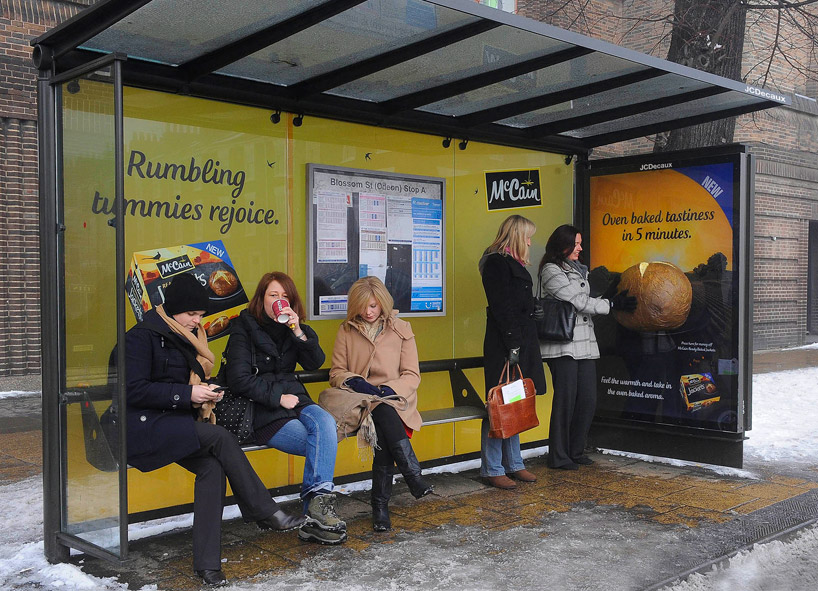 multisensory bus shelter ad smells of baked potatoes