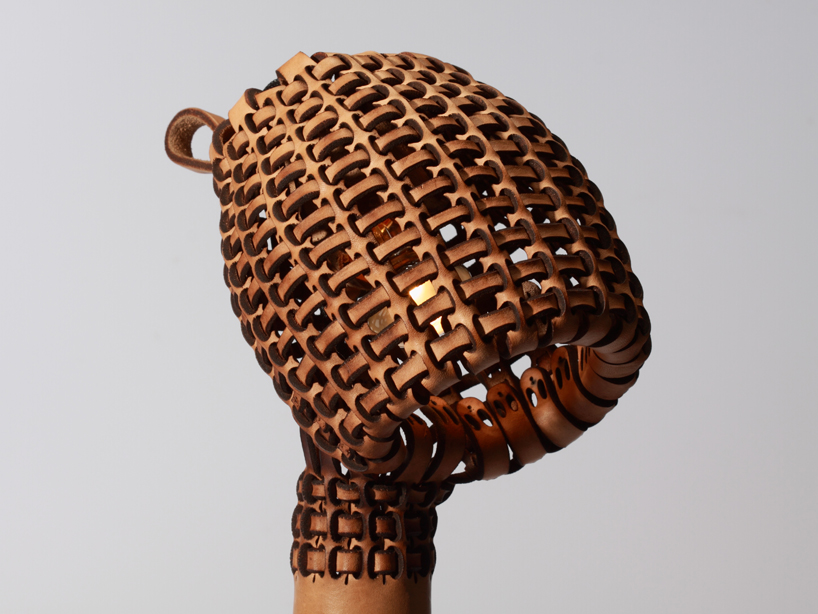 woven leather akob lamp by tjiang supertini