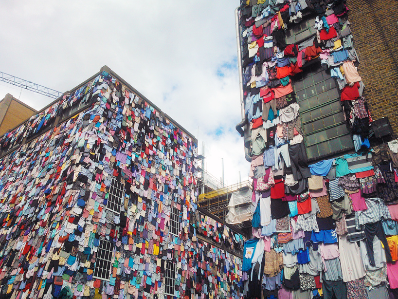 clothes covered building   marks & spencer shwopping campaign