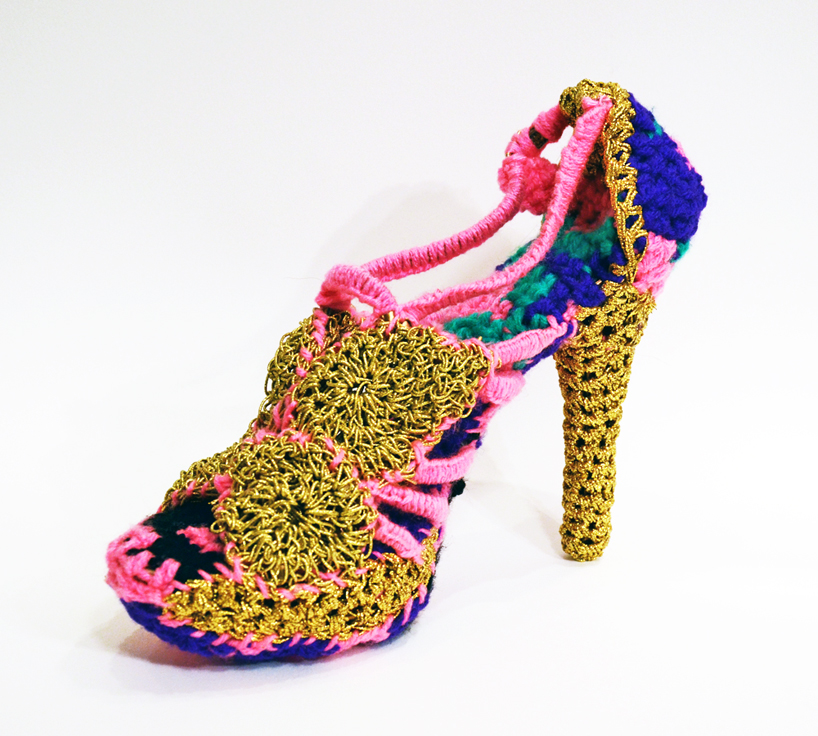 crocheted shoes by olek