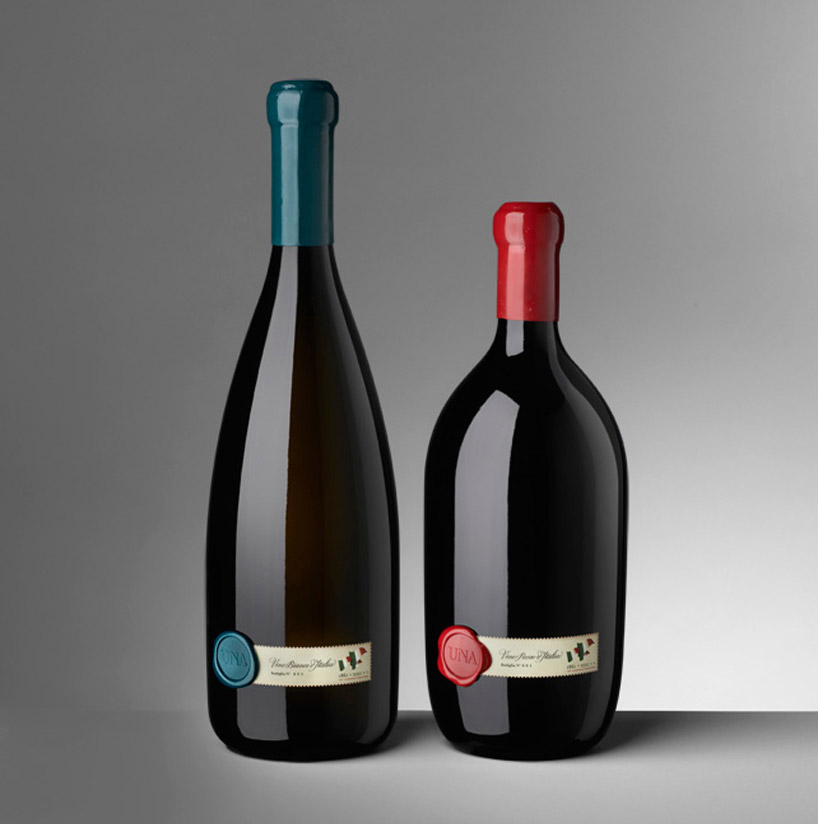 cibic workshop designs UNA wine bottle for 150th anniversary of italy