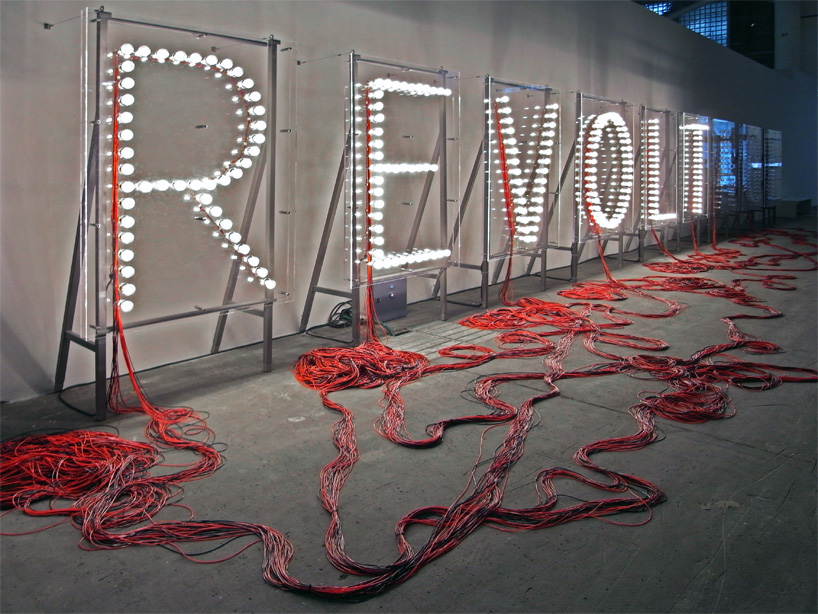 revoltage light bulb installation by raqs media collective