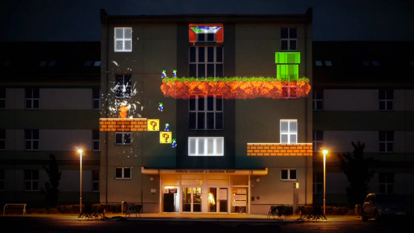 pavel novák: 8 bit invader projection mapping