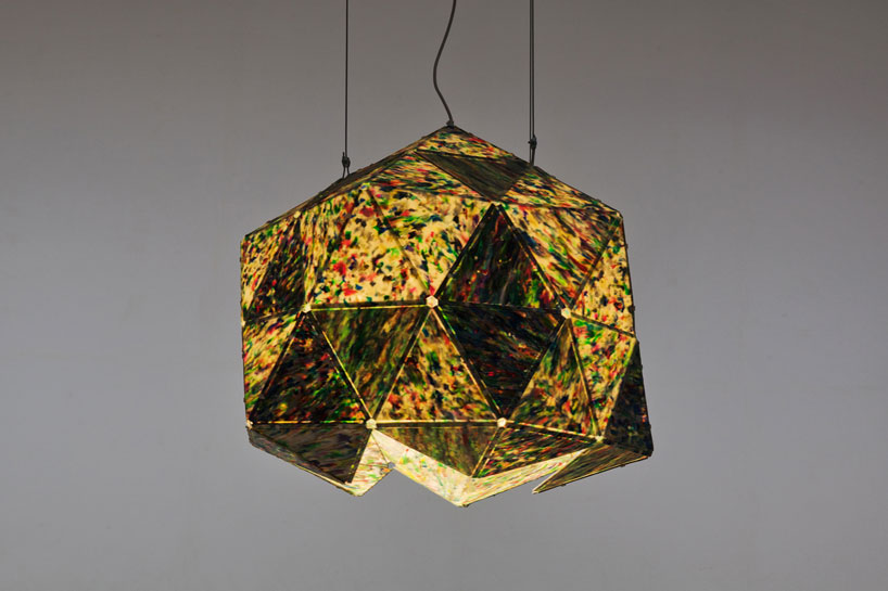 david graas: save our soup   recycled plastic hanging lamp