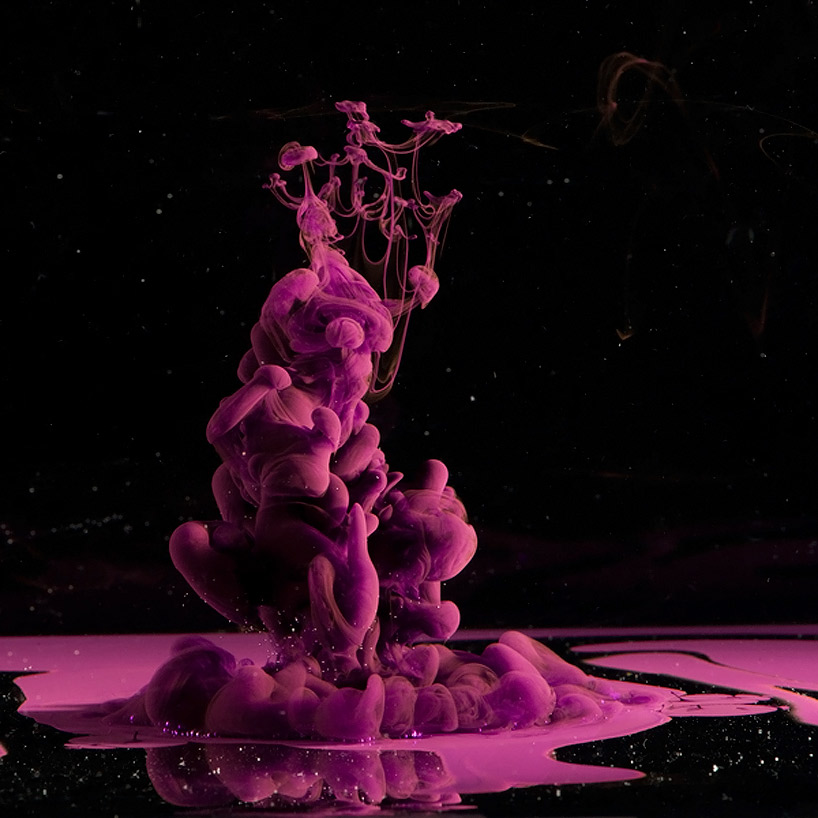 suspended colored fluid photos by luka klikovac