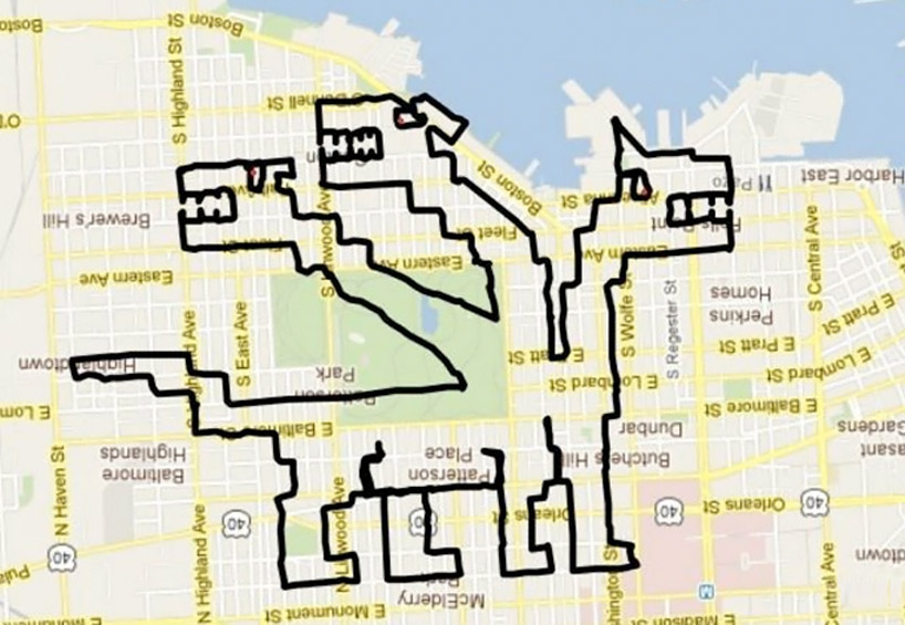 GPS drawing on bike by michael wallace