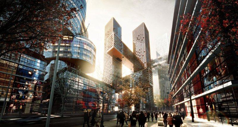 BIG architects: cross # towers, seoul, korea