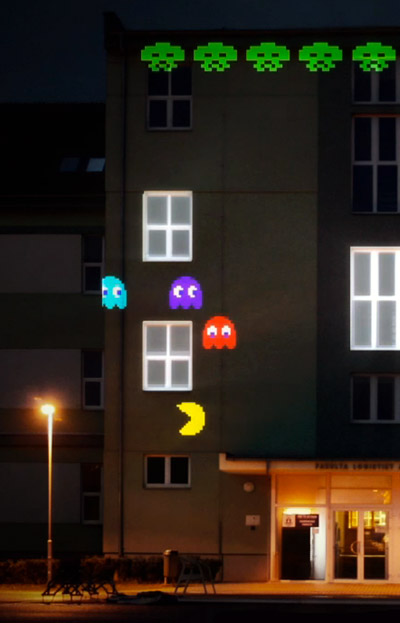 pavel novák: 8 bit invader projection mapping