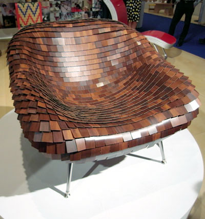 the armadillo chair by aodh o donnell uses laminate strips by wilsonart
