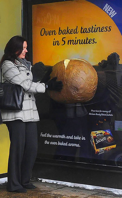 multisensory bus shelter ad smells of baked potatoes