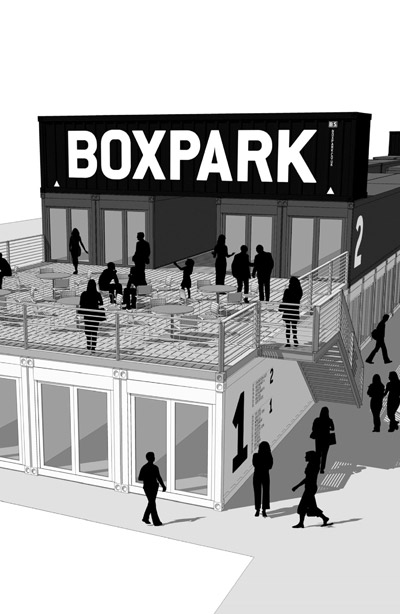 shipping containers at boxpark shoreditch