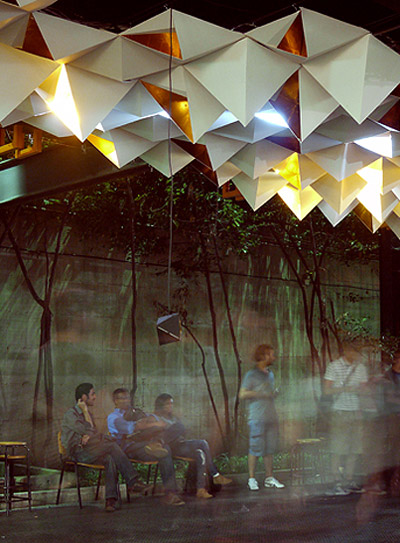 drew seskunas: folded pyramidal light installation