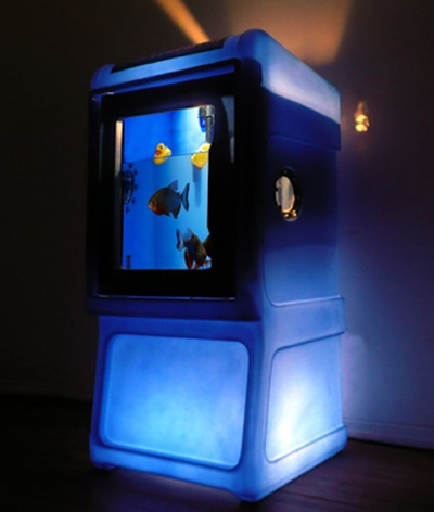 NY newsboxes transformed into aquariums by carlo sampietro