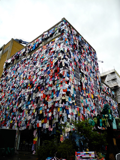 clothes covered building   marks & spencer shwopping campaign