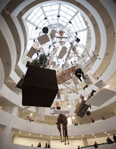 maurizio cattelan: all retrospective at guggenheim, new york