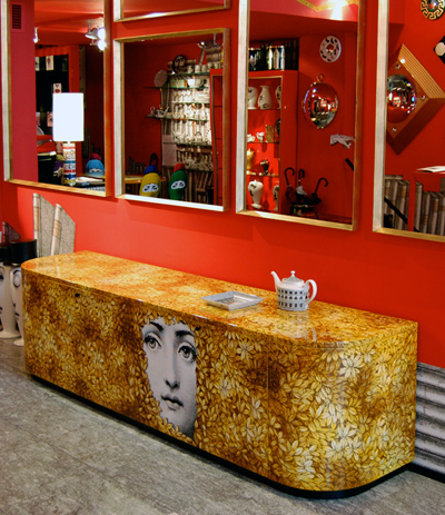 fornasetti: face and stripes + fogliolina buffet