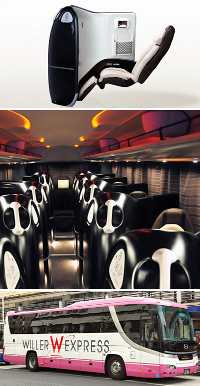 cocoon personal seating pod for japanese bus line