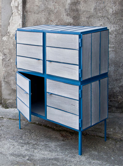 breg hanssen: framed newspaper wood cabinet for vij5